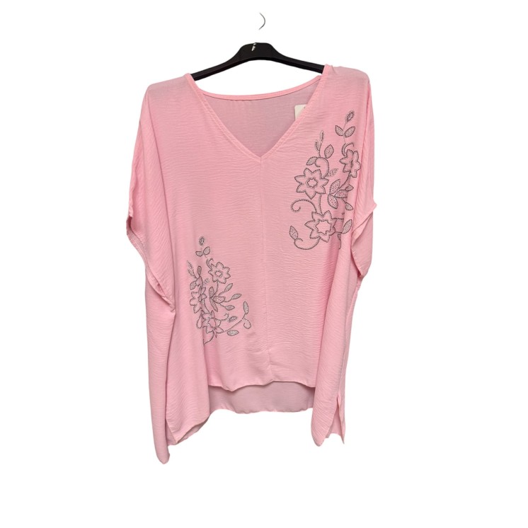 BLOUSE ROSE STRASS