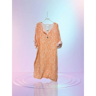 Robe léopard orange manche