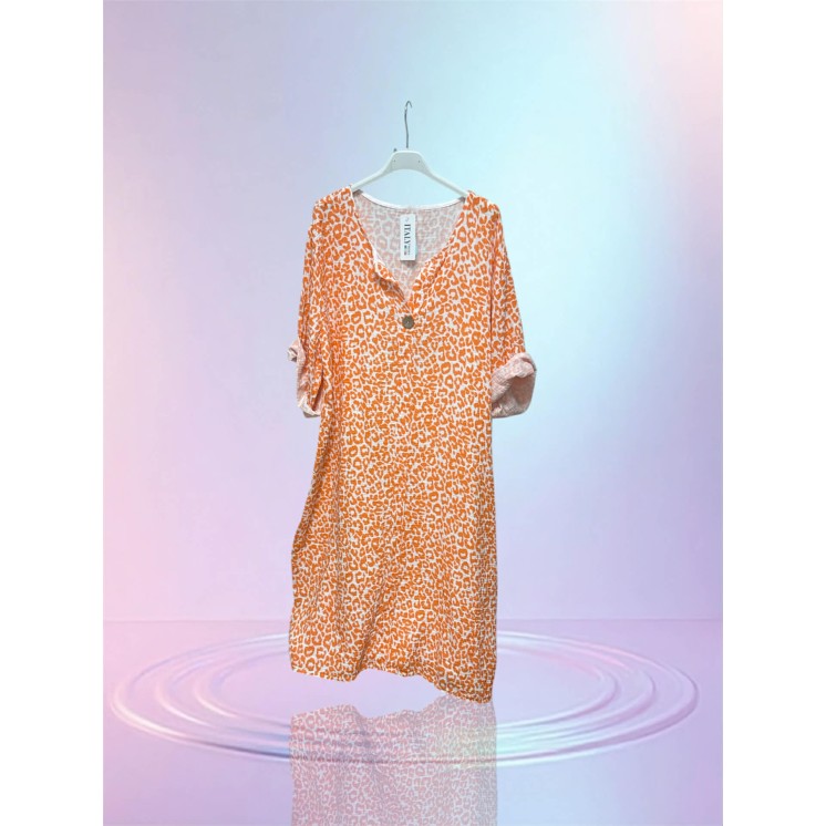 Robe léopard orange manche