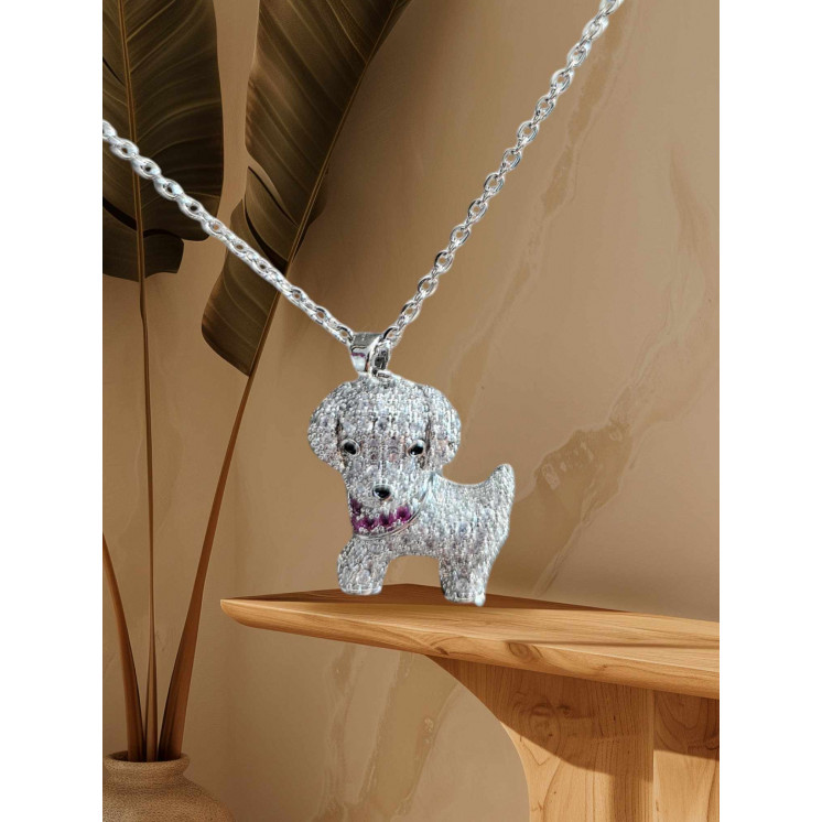 COLLIER PENDENTIF CHIEN STRASS