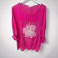 Blouse rose fleur