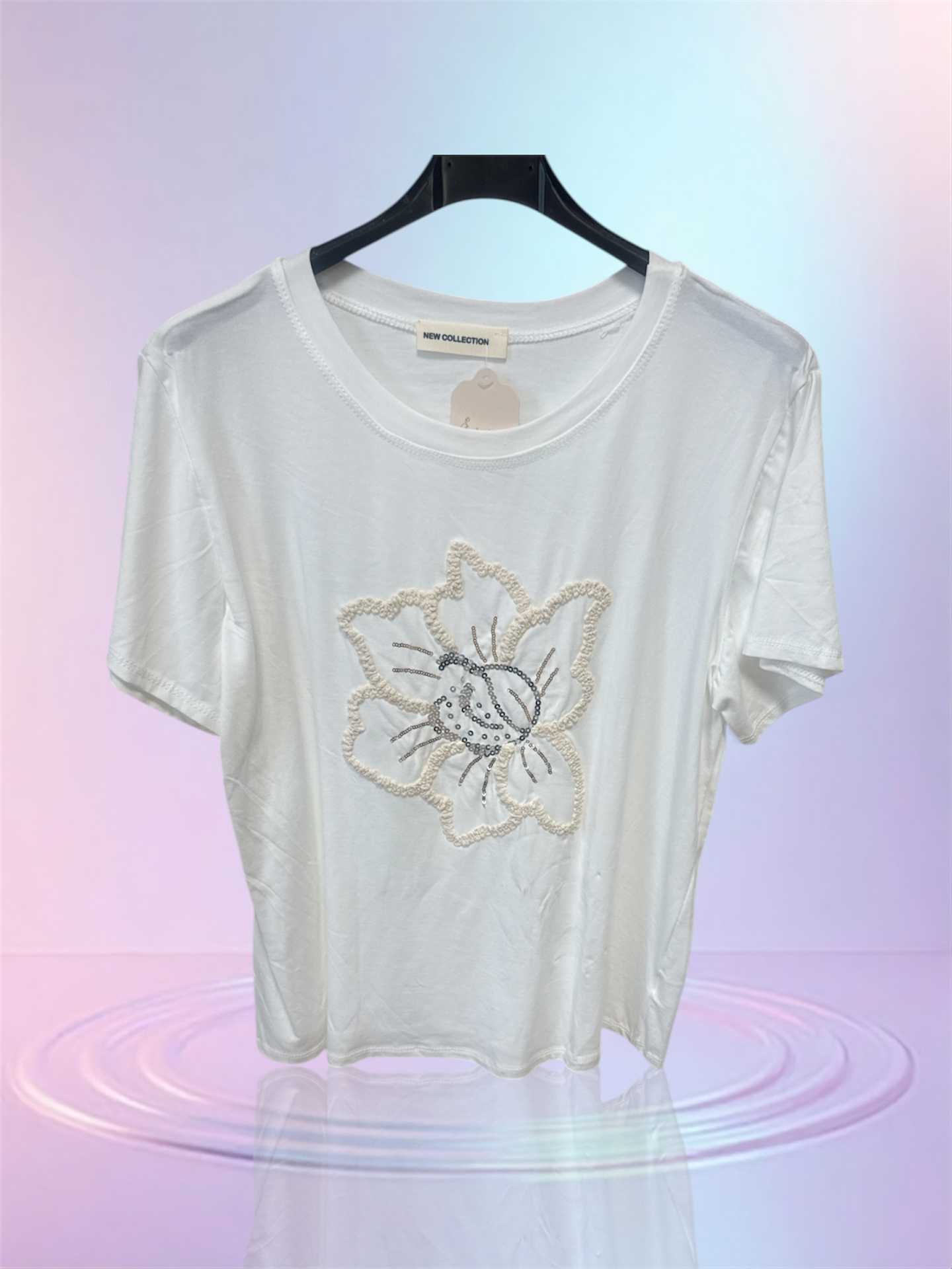 T-shirt fleurs, brodé