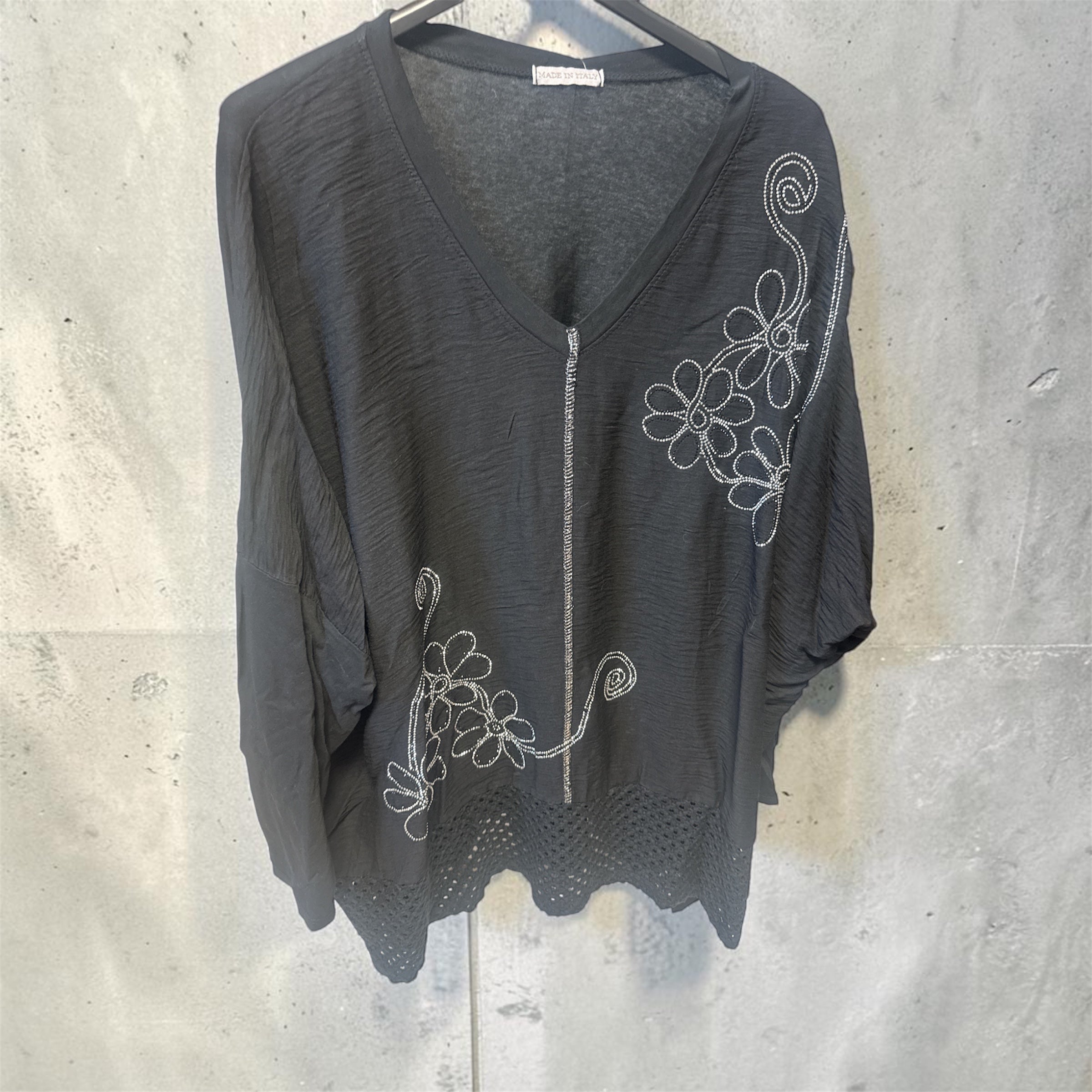 Blouse noire strass