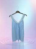 Top bleu dentelle