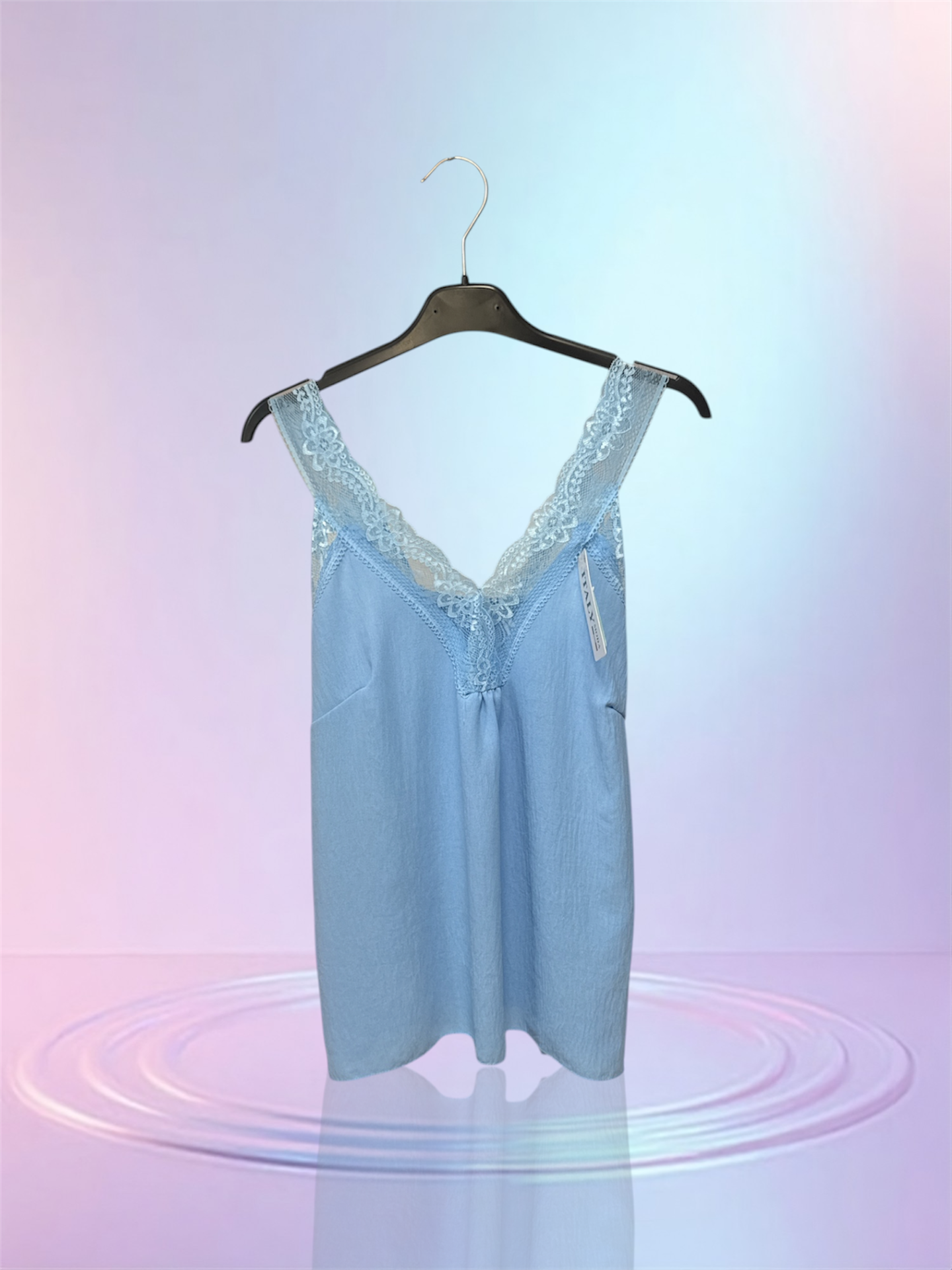 Top bleu dentelle