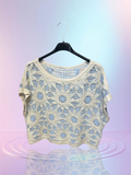 T-shirt coton, beige, bleu ciel