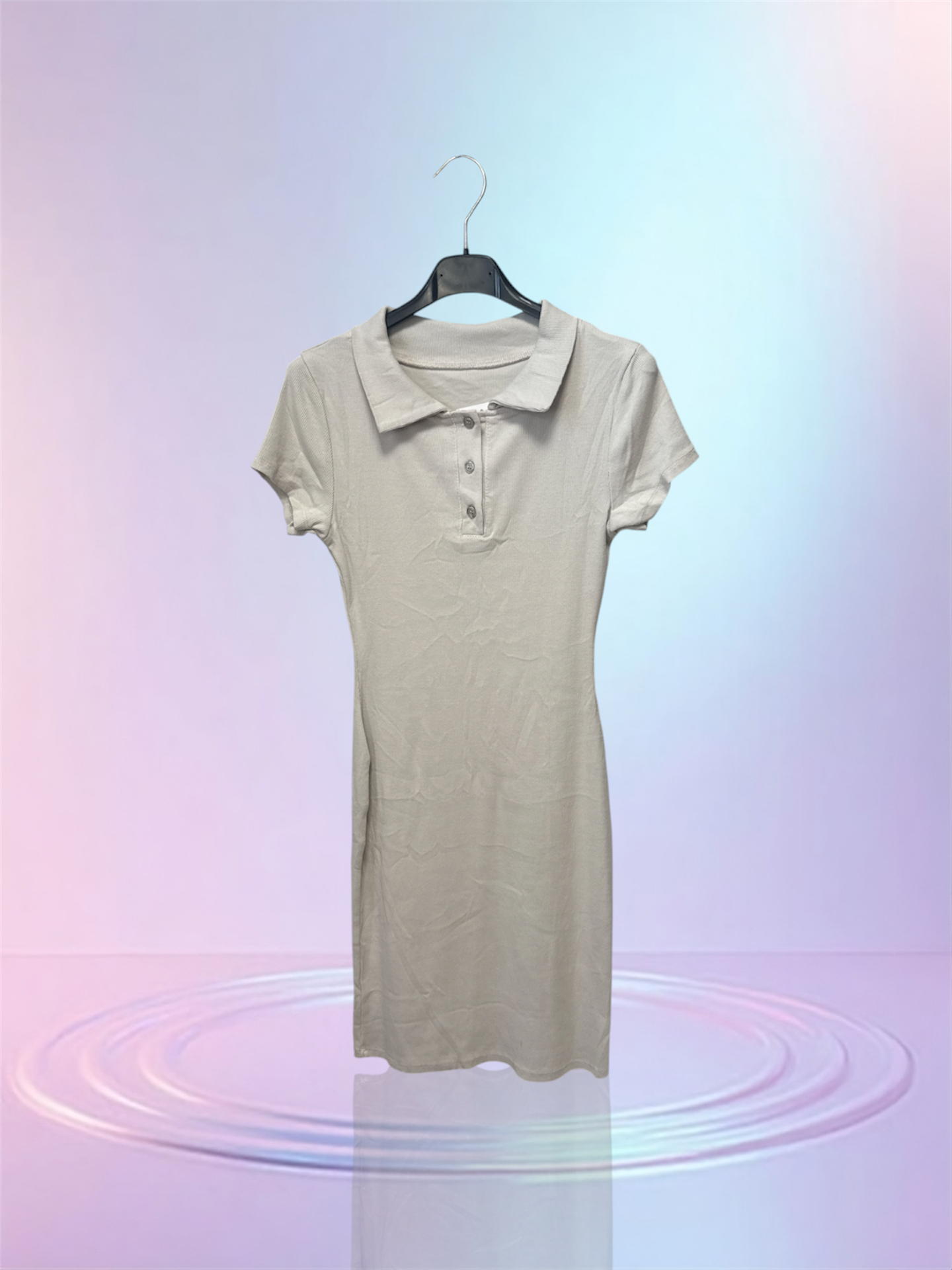 Robe col, polo beige