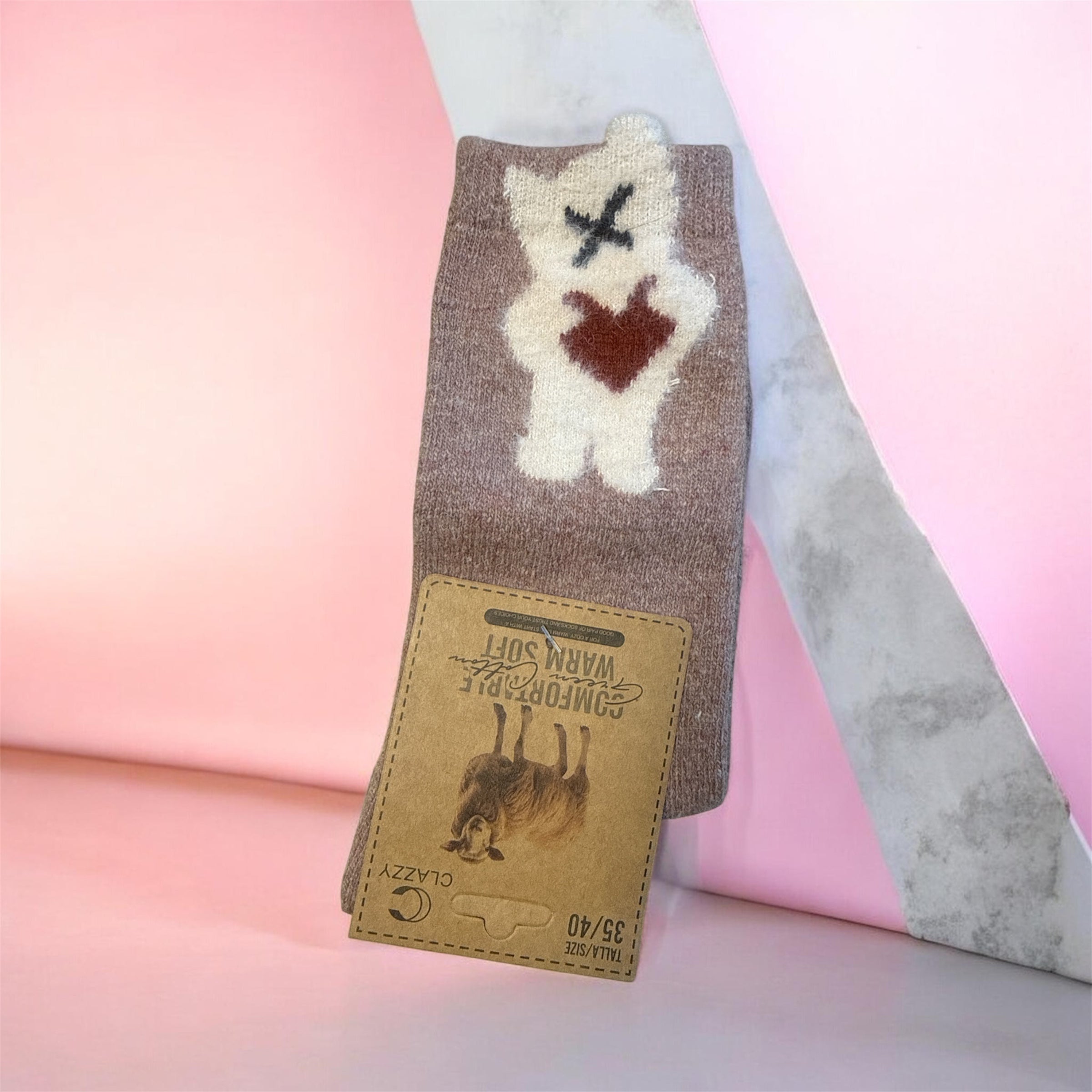 Chaussette mauve ourson 35/40