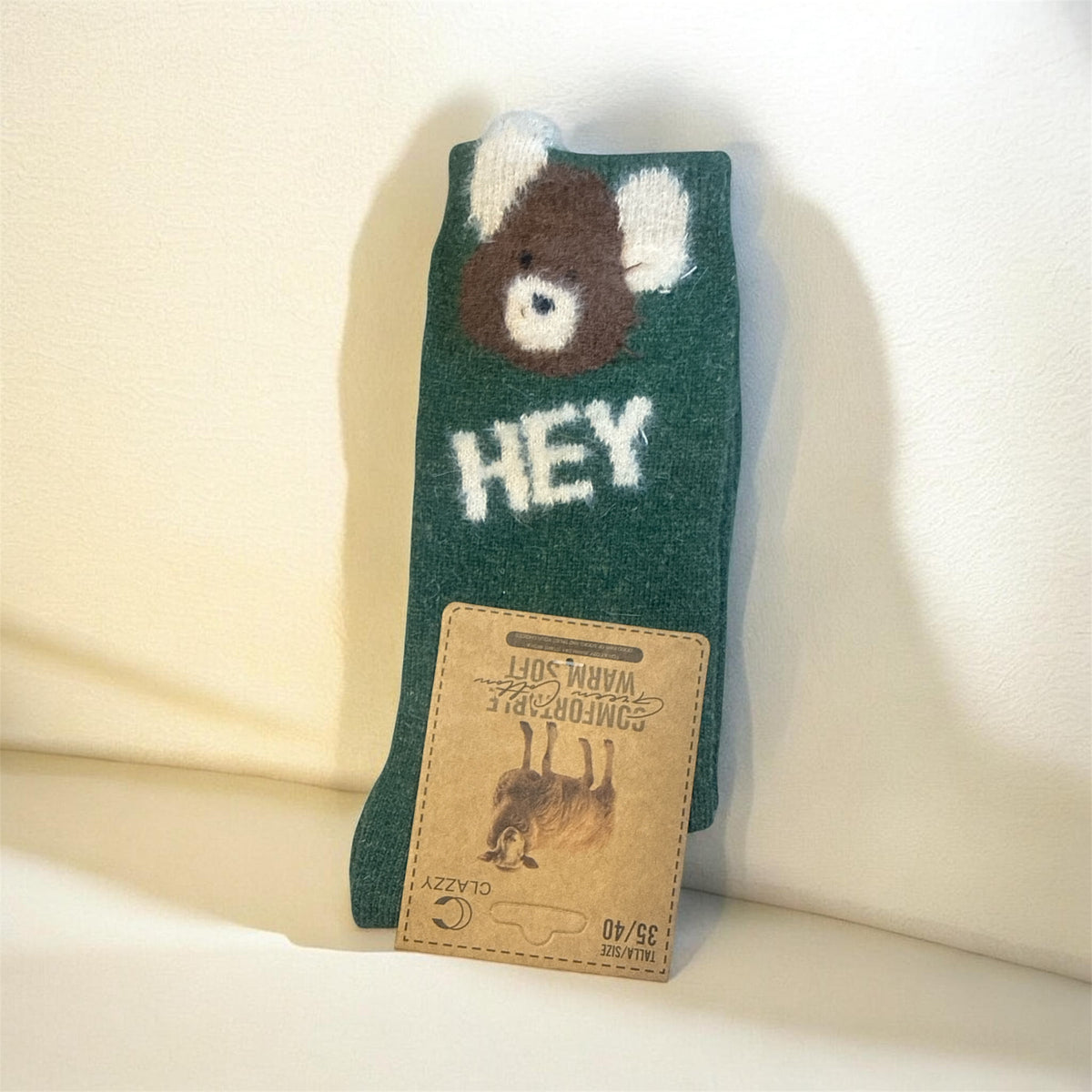 Chaussettes ourson vertes, 35 40