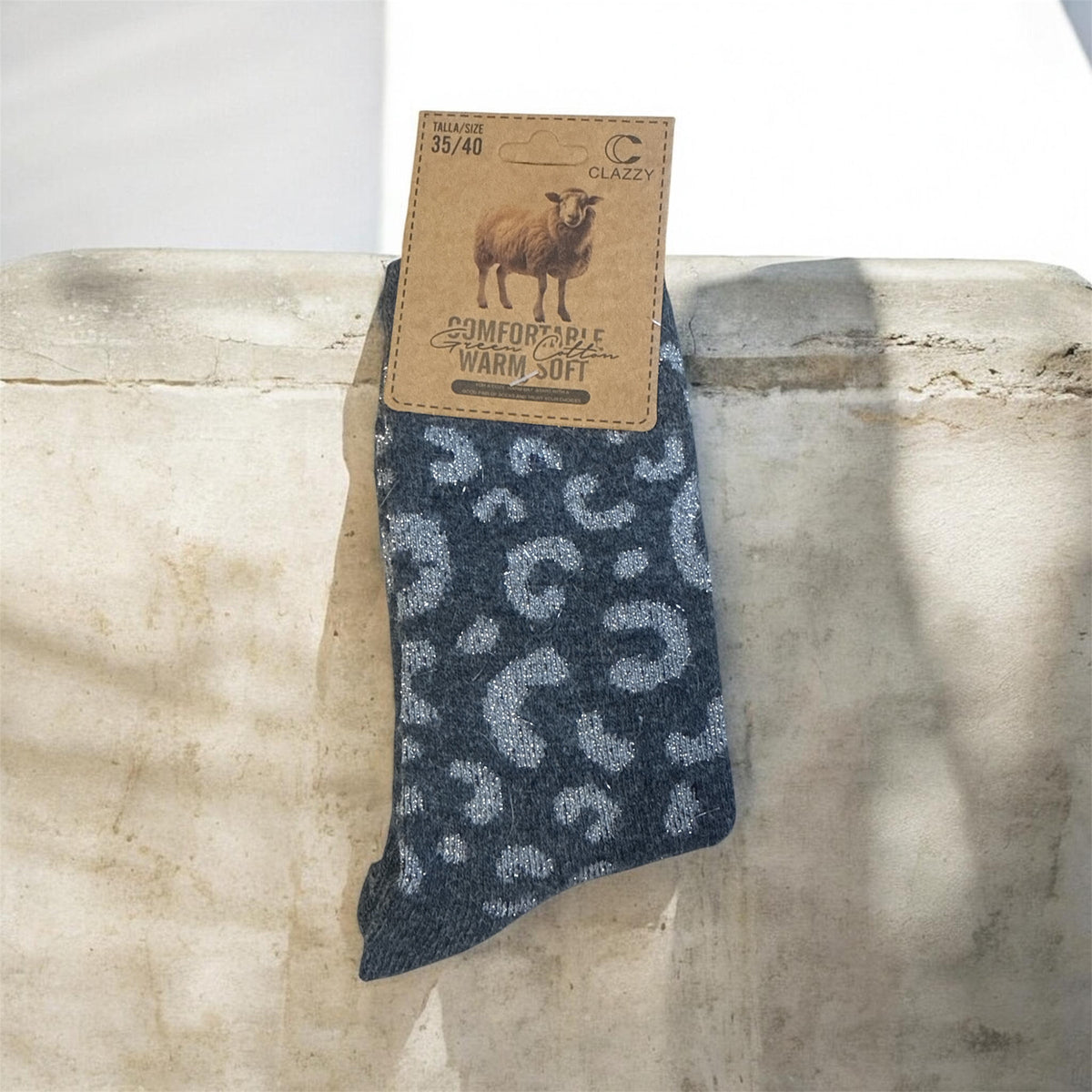 Chaussettes léopard gris, 35, 40