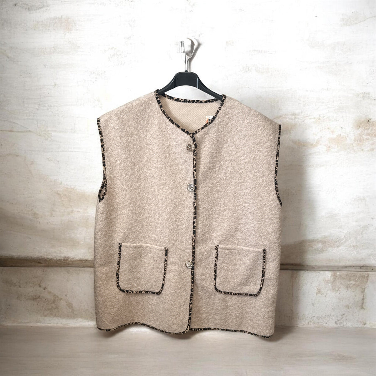 Gilet beige sans manches 44 50 deux