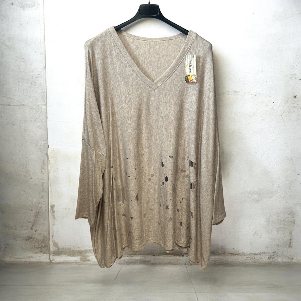 Pull beige tache dorées