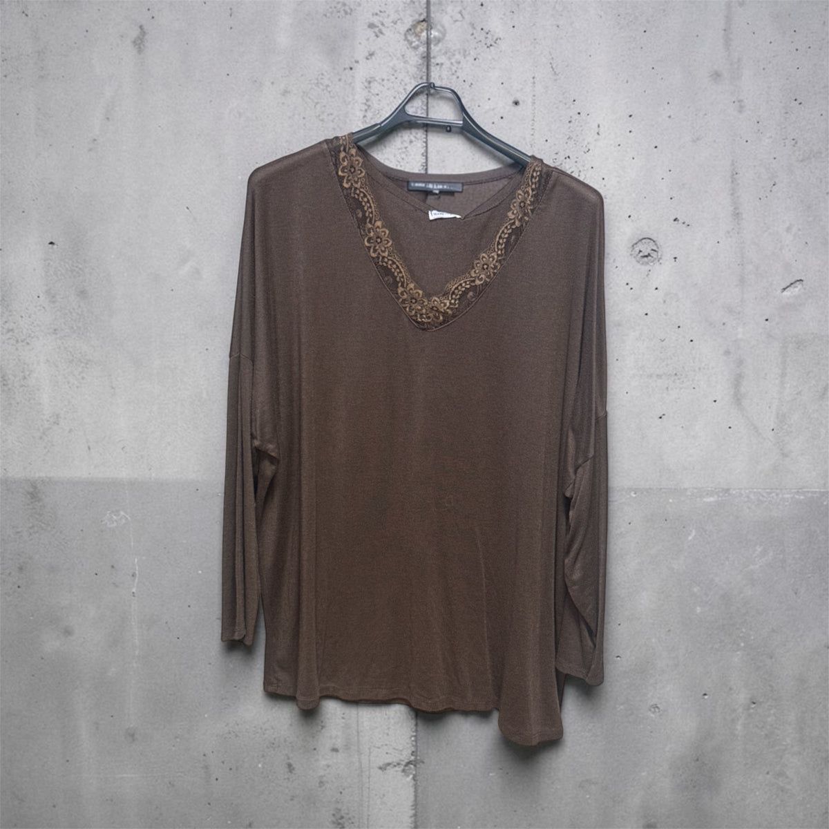 Pull dentelle chocolat