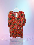 Robe fluide rouge fleur