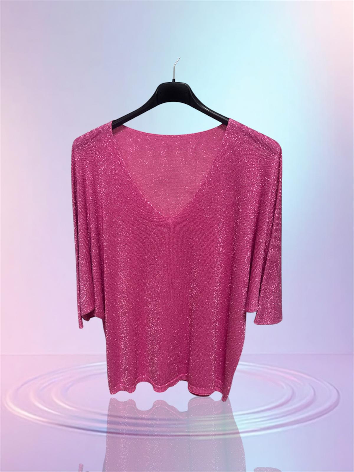 Blouse lurex rose