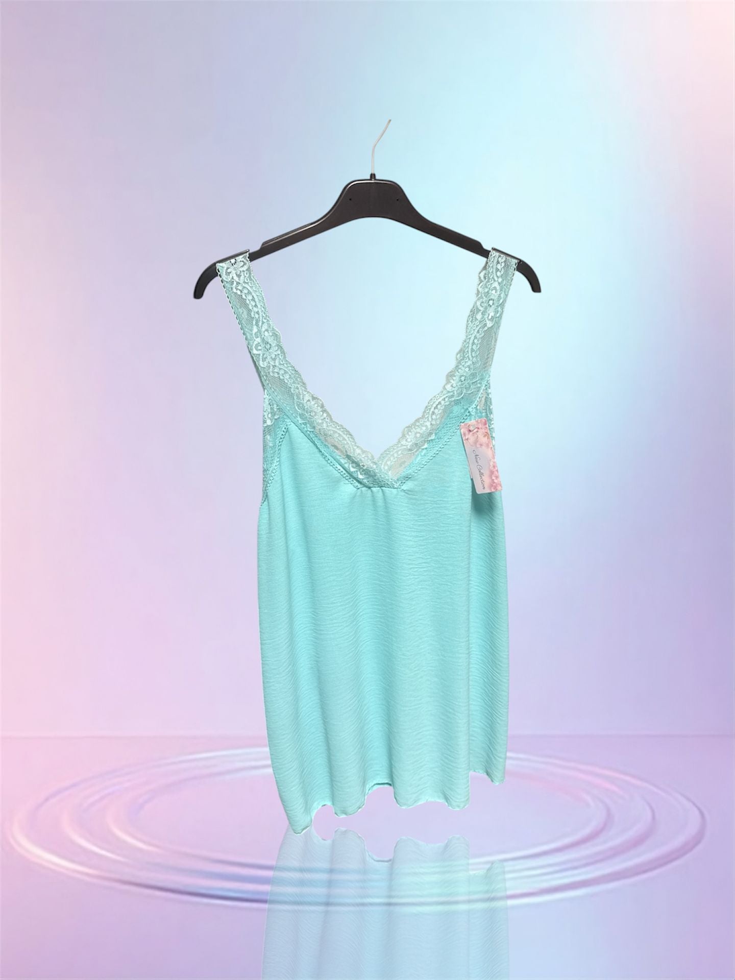 Débardeur bretelle dentelle vert