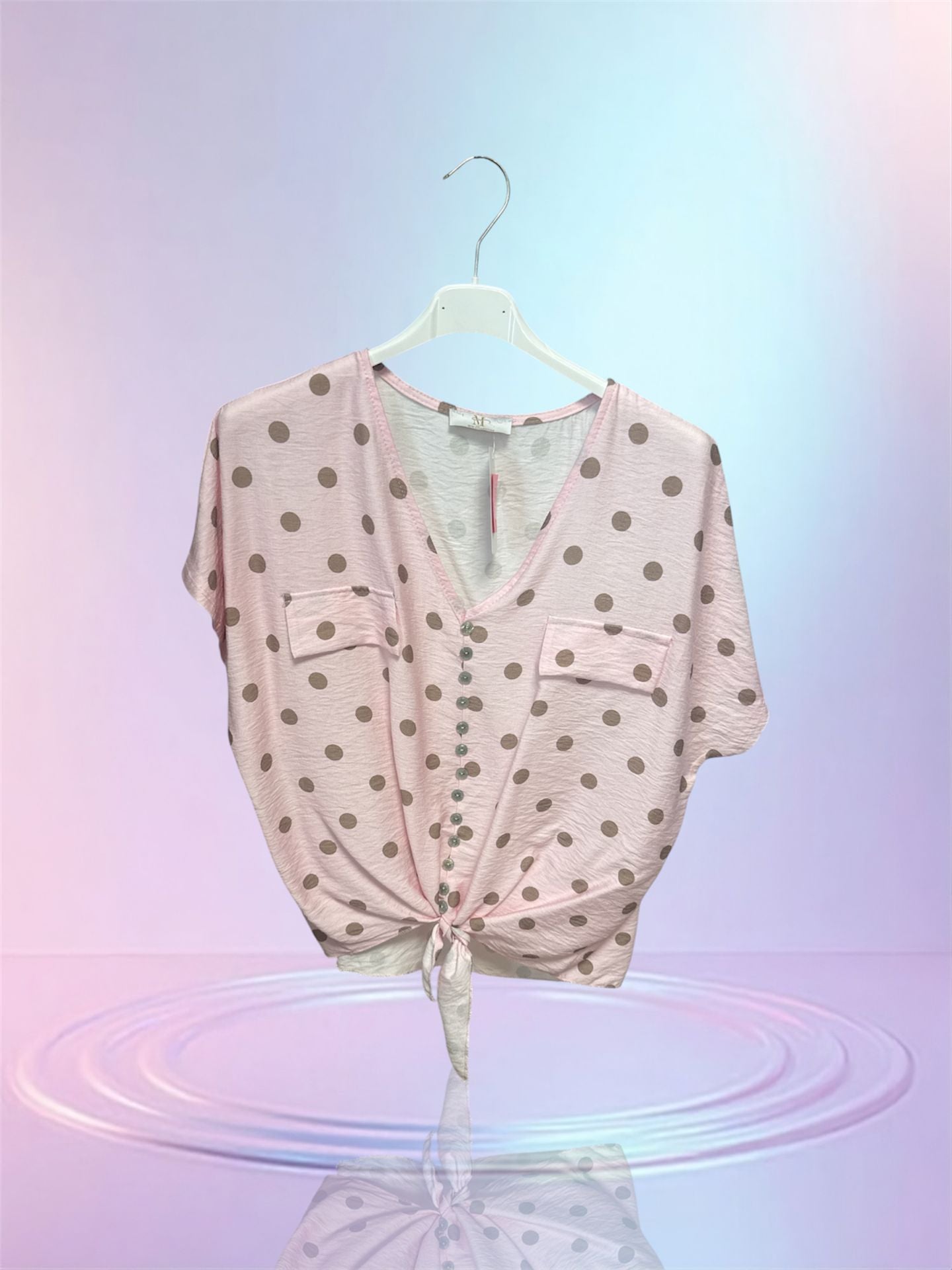 Blouse à pois rose