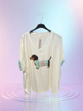 T-shirt teckel Bleu