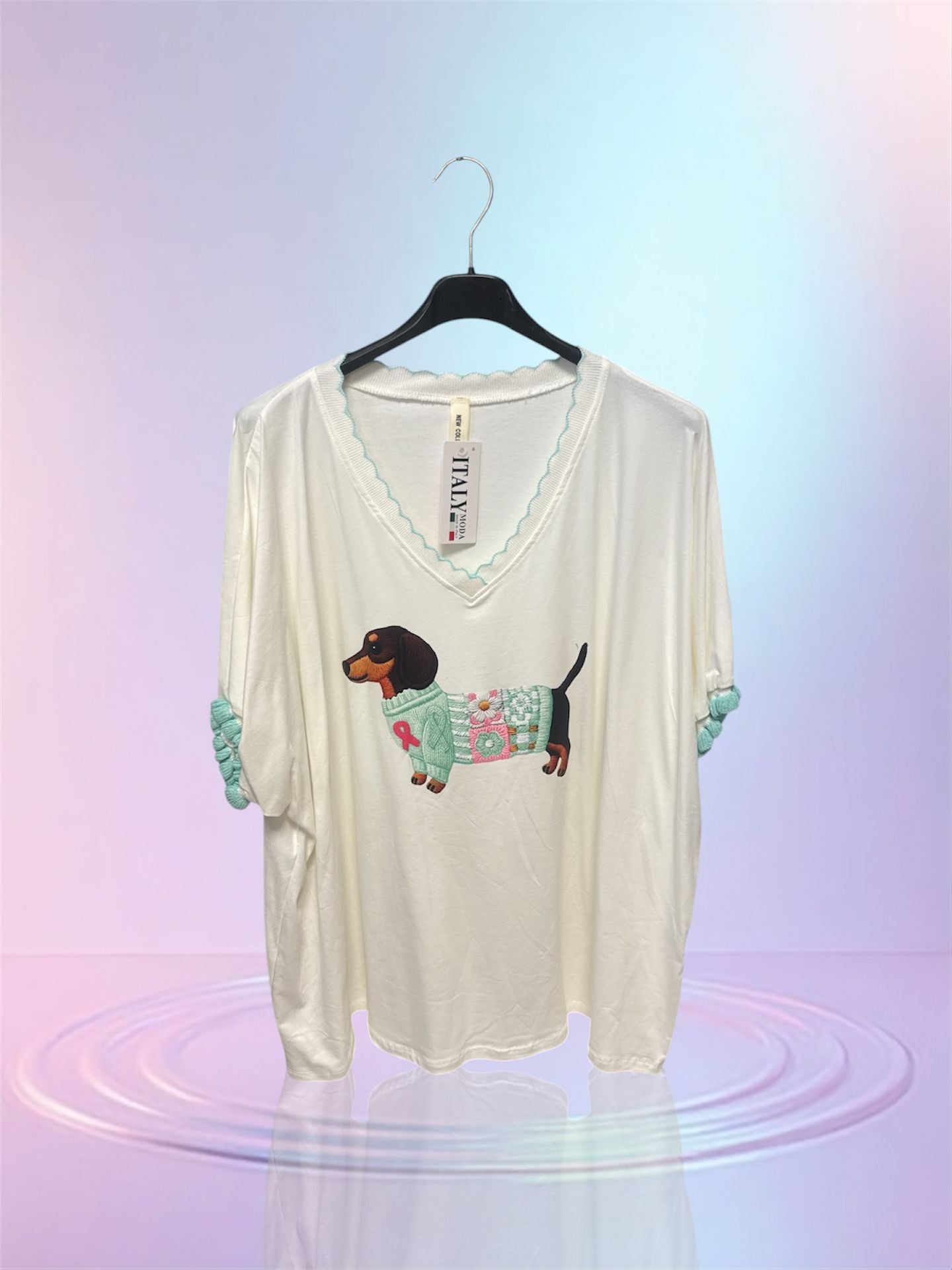 T-shirt teckel Bleu