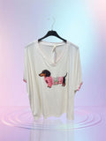 T-shirt teckel rose