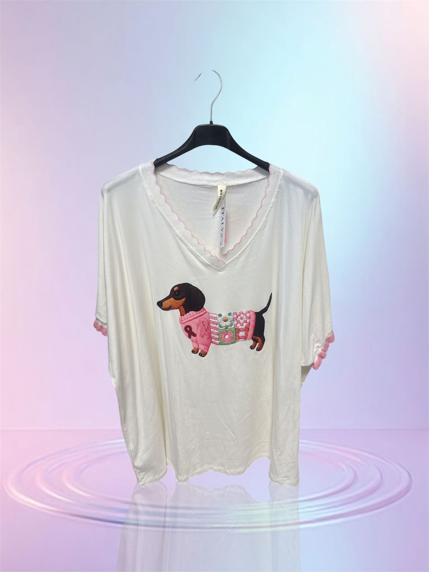 T-shirt teckel rose