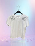 T-shirt strass fleurs