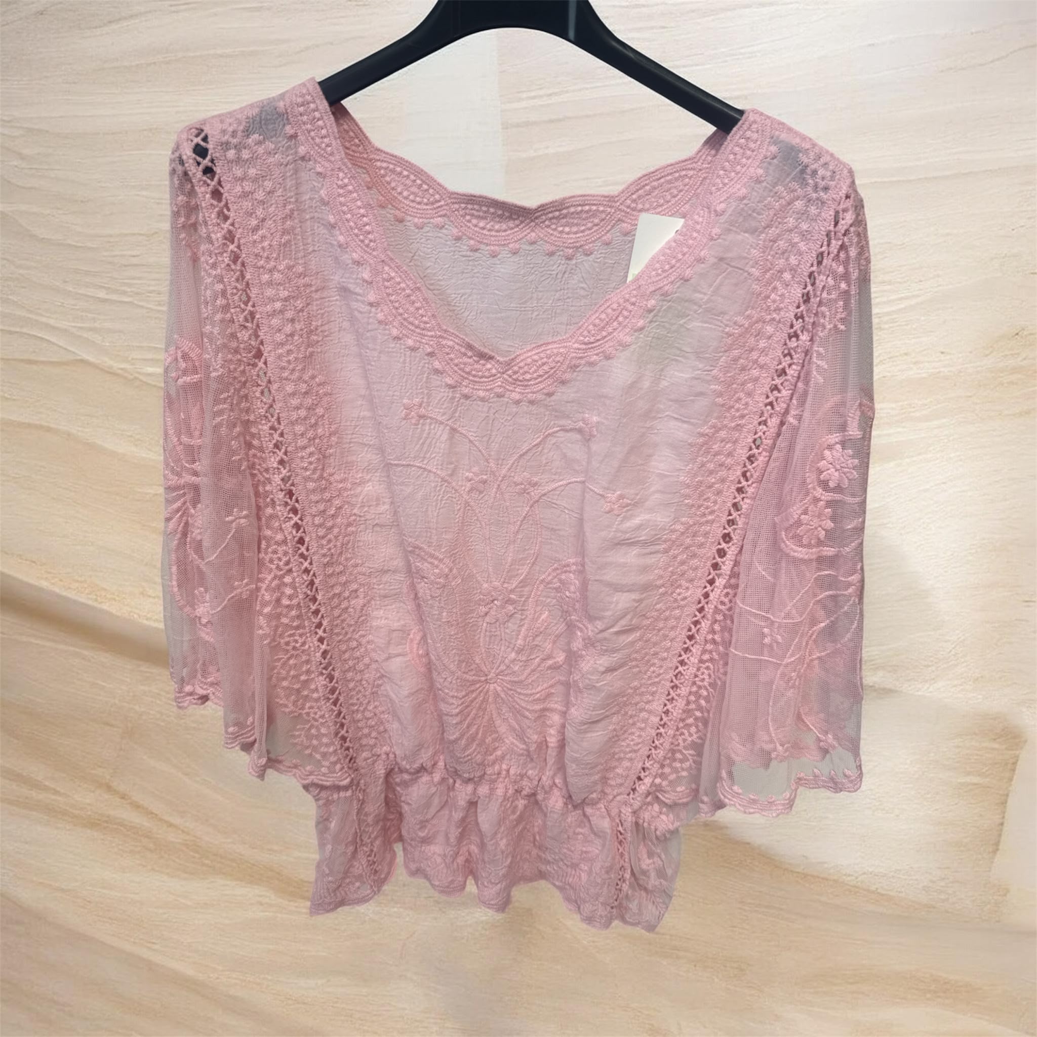 Chemise bohème voile rose