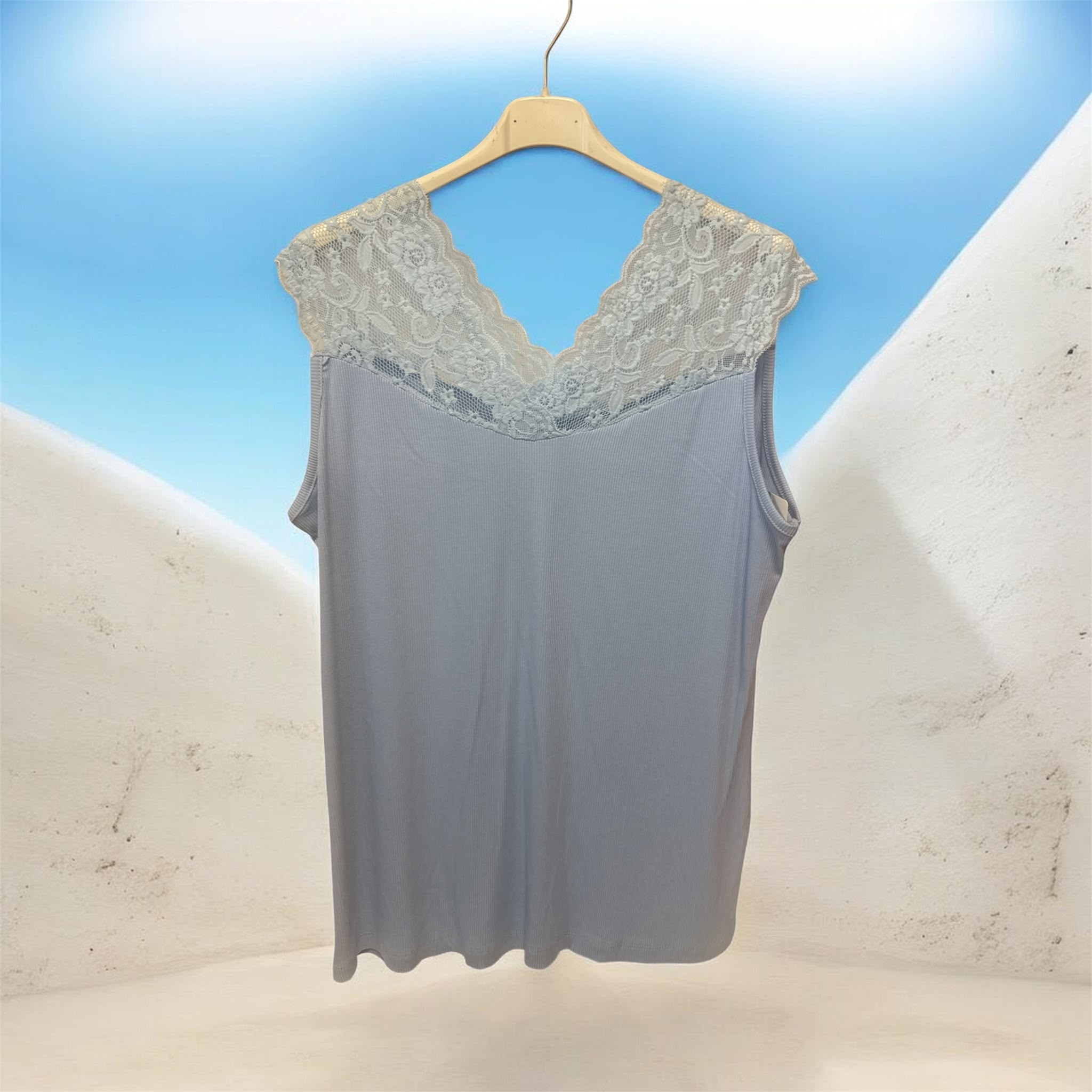 Débardeur dentelle bleu