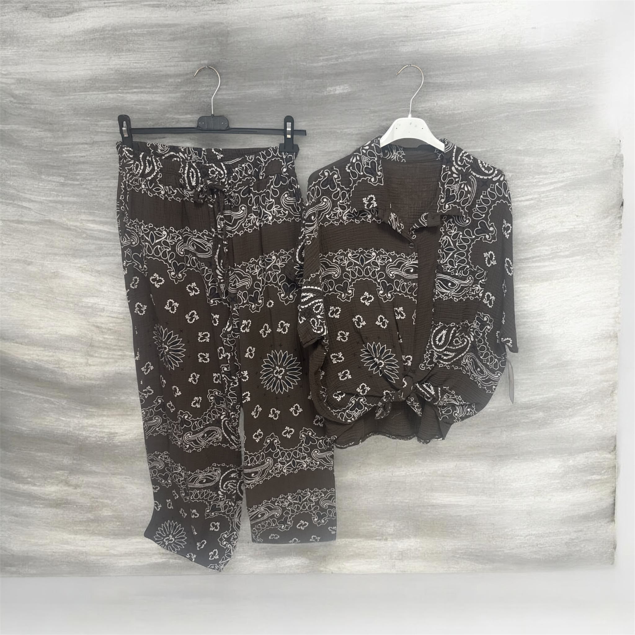 Ensemble gaze de coton chocolat