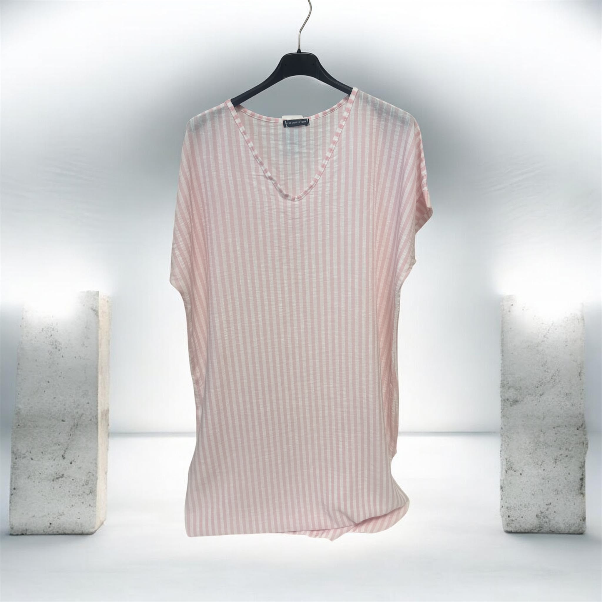 Robe raye rose poudre