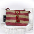 Sac rayé rouge pompon