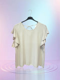 Blouse manche volant beige