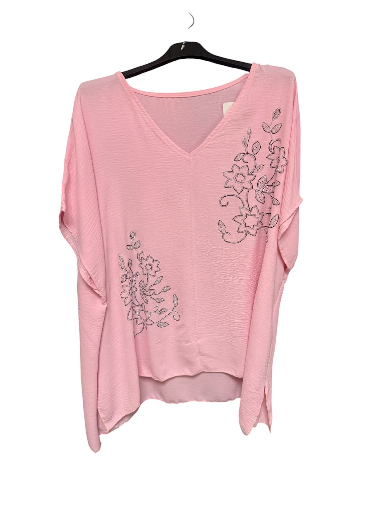 Blouse strass rose
